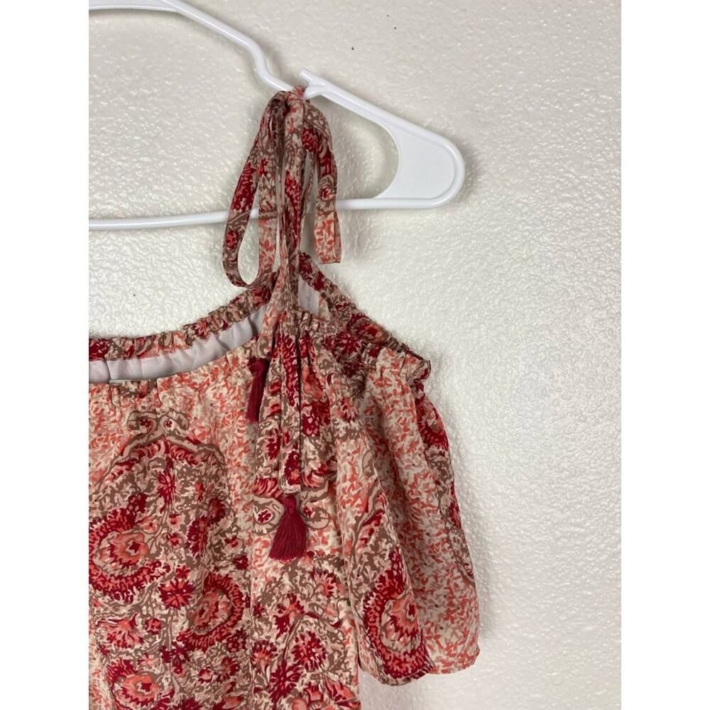 Madewell Silk Dress Medium Pink Red Paisley Off Shoulder Cold Shoulder Paisley - Picture 7 of 10